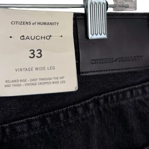 Anthropologie Citizens of Humanity Gaucho Jean Womens 33 Black Wide Leg Crop NWT - Picture 4 of 12